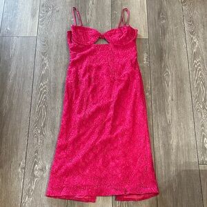 Bardot Hot Pink Lace Midi Slip Dress